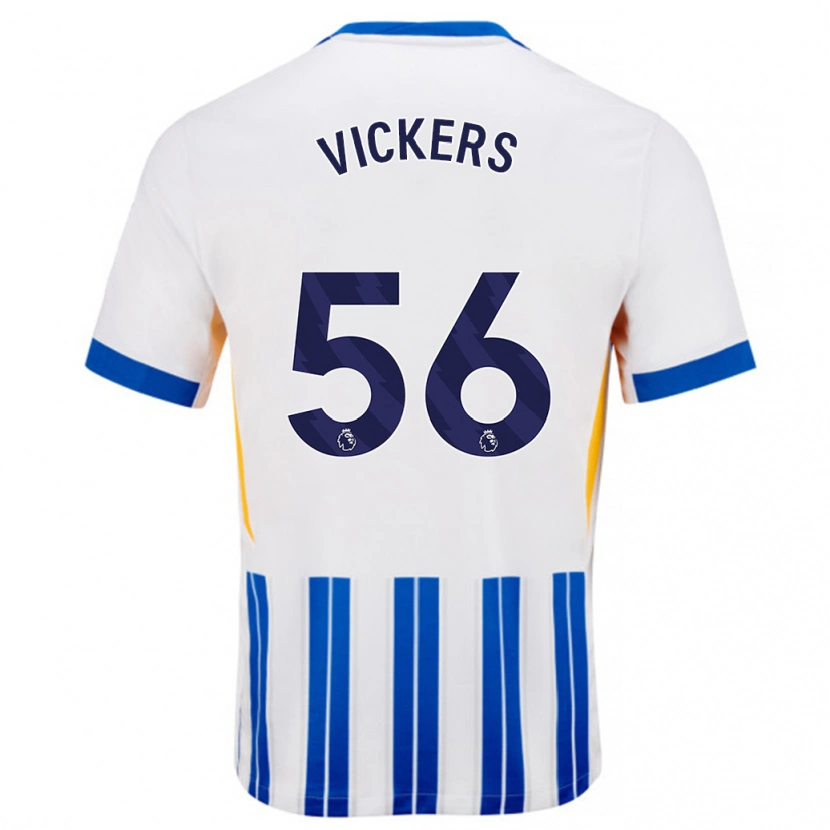Danxen Donna Maglia Caylan Vickers #56 Bianco Blu A Righe Kit Gara Home 2024/25 Maglietta