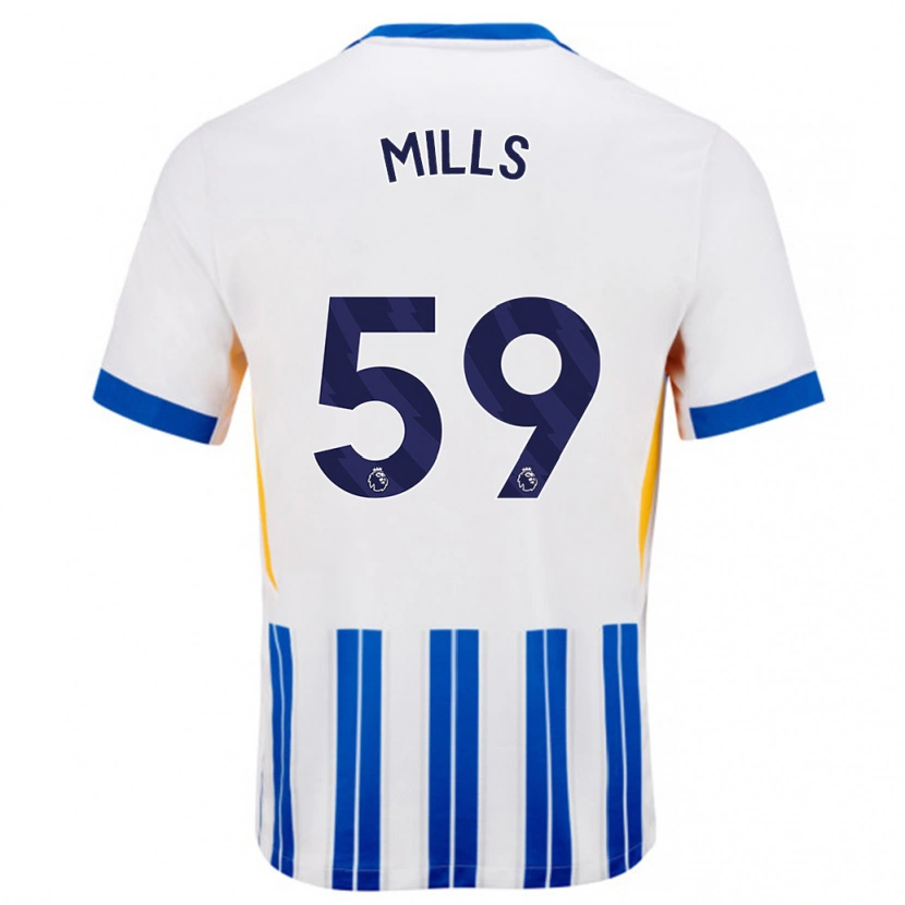 Danxen Donna Maglia Harry Mills #59 Bianco Blu A Righe Kit Gara Home 2024/25 Maglietta