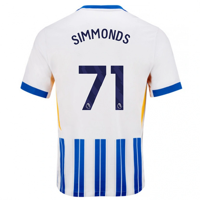 Danxen Donna Maglia Freddie Simmonds #71 Bianco Blu A Righe Kit Gara Home 2024/25 Maglietta