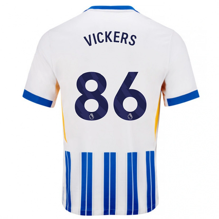 Danxen Donna Maglia Jacob Vickers #86 Bianco Blu A Righe Kit Gara Home 2024/25 Maglietta
