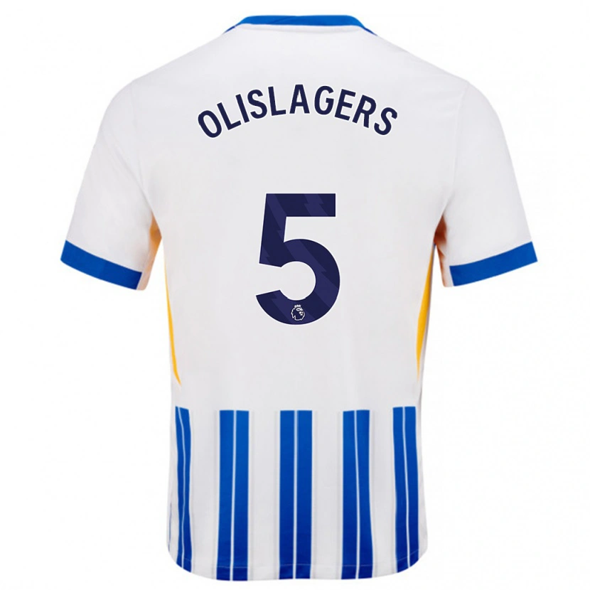 Danxen Donna Maglia Marisa Olislagers #5 Bianco Blu A Righe Kit Gara Home 2024/25 Maglietta
