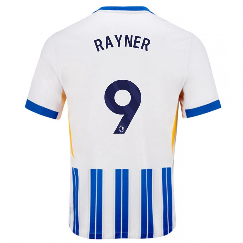 Danxen Donna Maglia Rebecca Rayner #9 Bianco Blu A Righe Kit Gara Home 2024/25 Maglietta