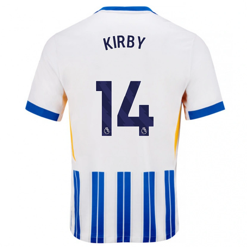 Danxen Donna Maglia Fran Kirby #14 Bianco Blu A Righe Kit Gara Home 2024/25 Maglietta