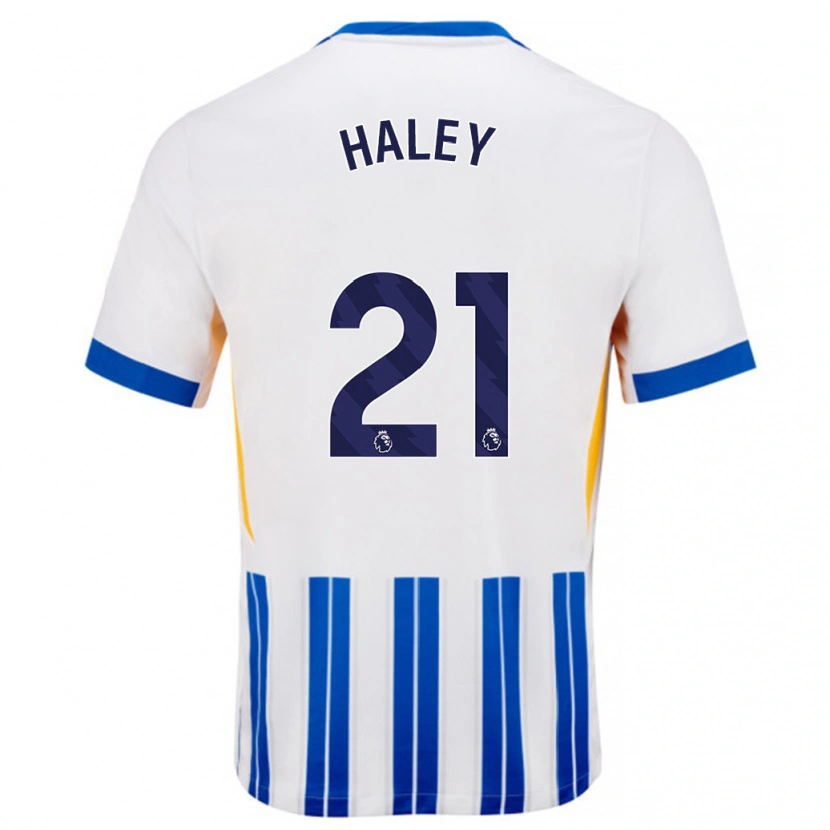 Danxen Donna Maglia Madison Haley #21 Bianco Blu A Righe Kit Gara Home 2024/25 Maglietta