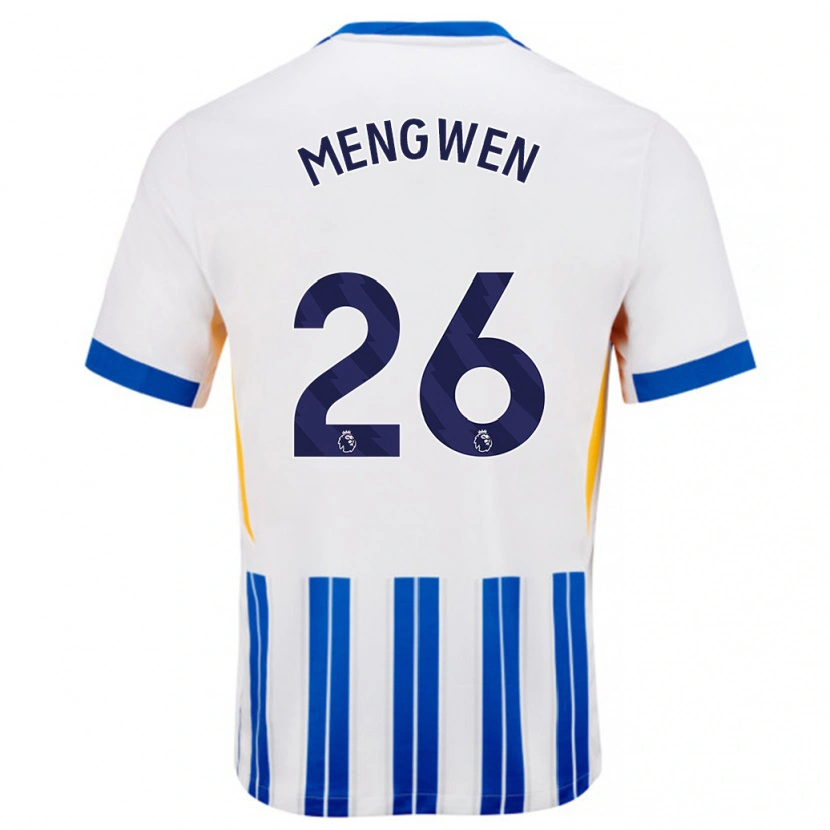 Danxen Donna Maglia Li Mengwen #26 Bianco Blu A Righe Kit Gara Home 2024/25 Maglietta
