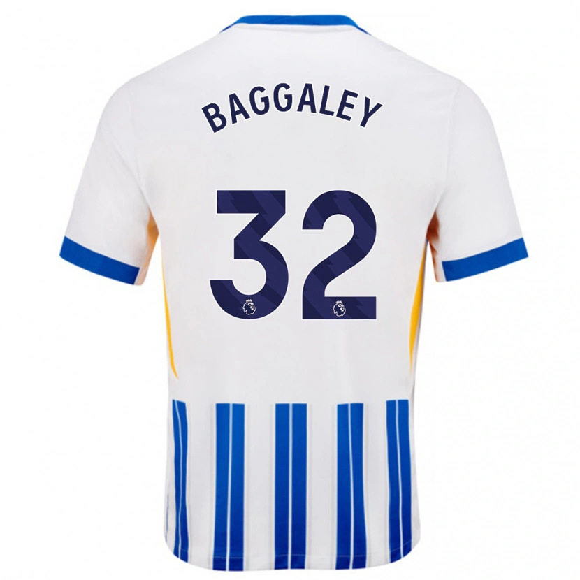 Danxen Donna Maglia Sophie Baggaley #32 Bianco Blu A Righe Kit Gara Home 2024/25 Maglietta
