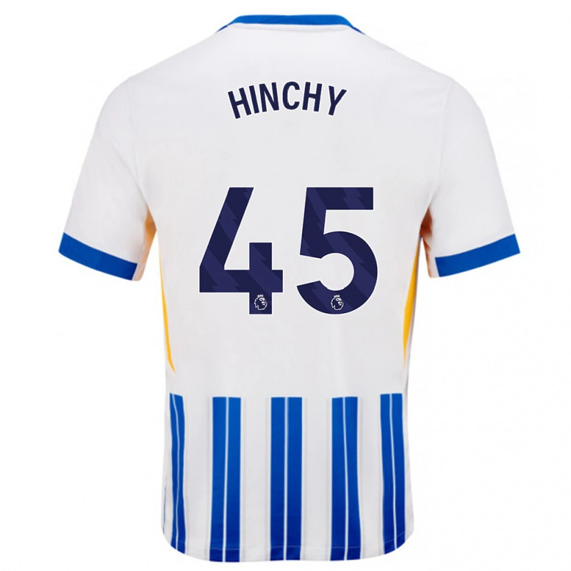 Danxen Donna Maglia Jack Hinchy #45 Bianco Blu A Righe Kit Gara Home 2024/25 Maglietta
