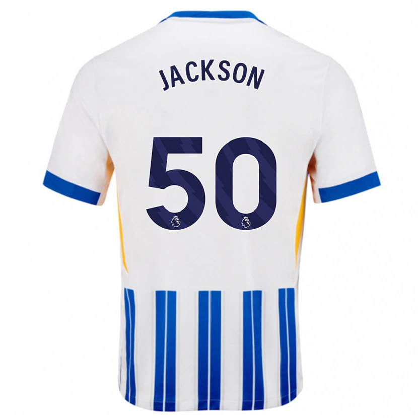 Danxen Donna Maglia Ben Jackson #50 Bianco Blu A Righe Kit Gara Home 2024/25 Maglietta