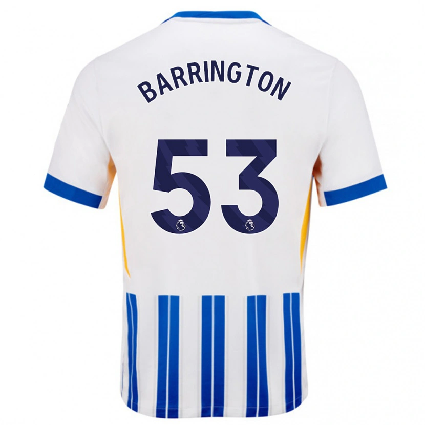 Danxen Donna Maglia Luca Barrington #53 Bianco Blu A Righe Kit Gara Home 2024/25 Maglietta