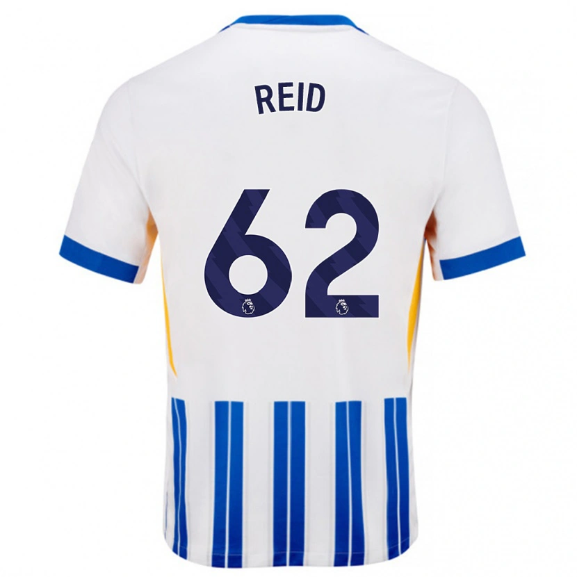 Danxen Donna Maglia Tommy Reid #62 Bianco Blu A Righe Kit Gara Home 2024/25 Maglietta