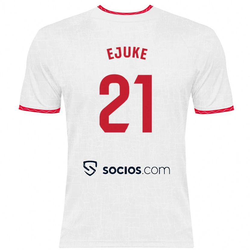 Danxen Donna Maglia Chidera Ejuke #21 Bianco Rosso Kit Gara Home 2024/25 Maglietta