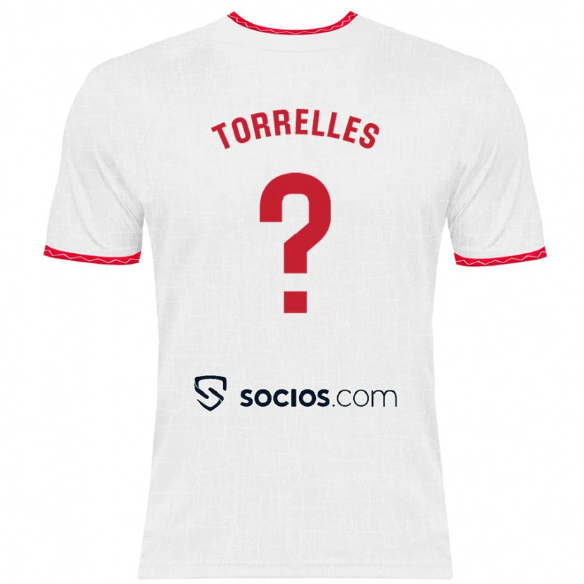 Danxen Donna Maglia Genís Torrelles #0 Bianco Rosso Kit Gara Home 2024/25 Maglietta