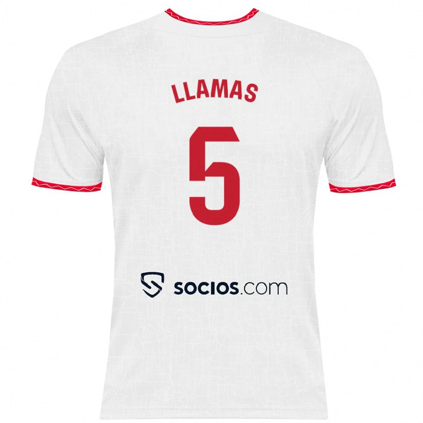 Danxen Donna Maglia Eva Llamas #5 Bianco Rosso Kit Gara Home 2024/25 Maglietta