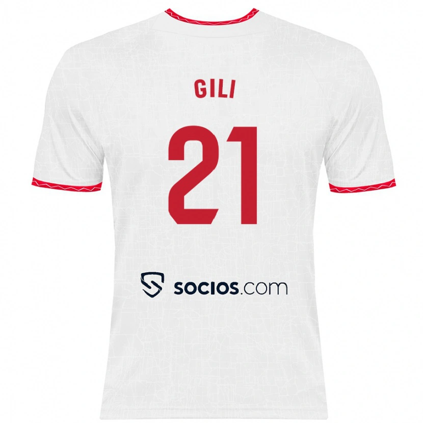 Danxen Donna Maglia Gemma Gili #21 Bianco Rosso Kit Gara Home 2024/25 Maglietta