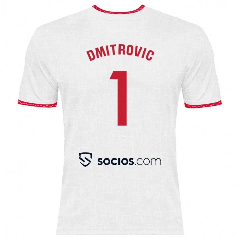 Danxen Donna Maglia Marko Dmitrović #1 Bianco Rosso Kit Gara Home 2024/25 Maglietta