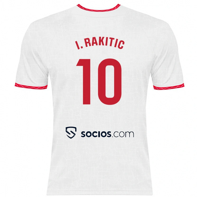 Danxen Donna Maglia Ivan Rakitic #10 Bianco Rosso Kit Gara Home 2024/25 Maglietta