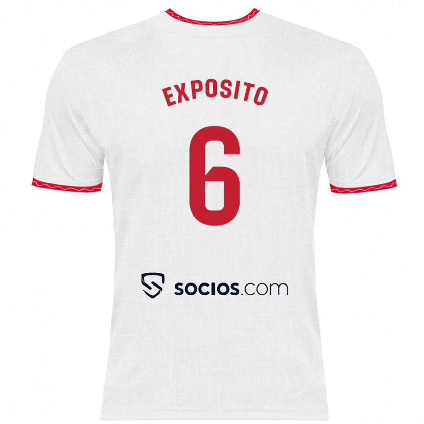 Danxen Donna Maglia Marcelo Expósito #6 Bianco Rosso Kit Gara Home 2024/25 Maglietta