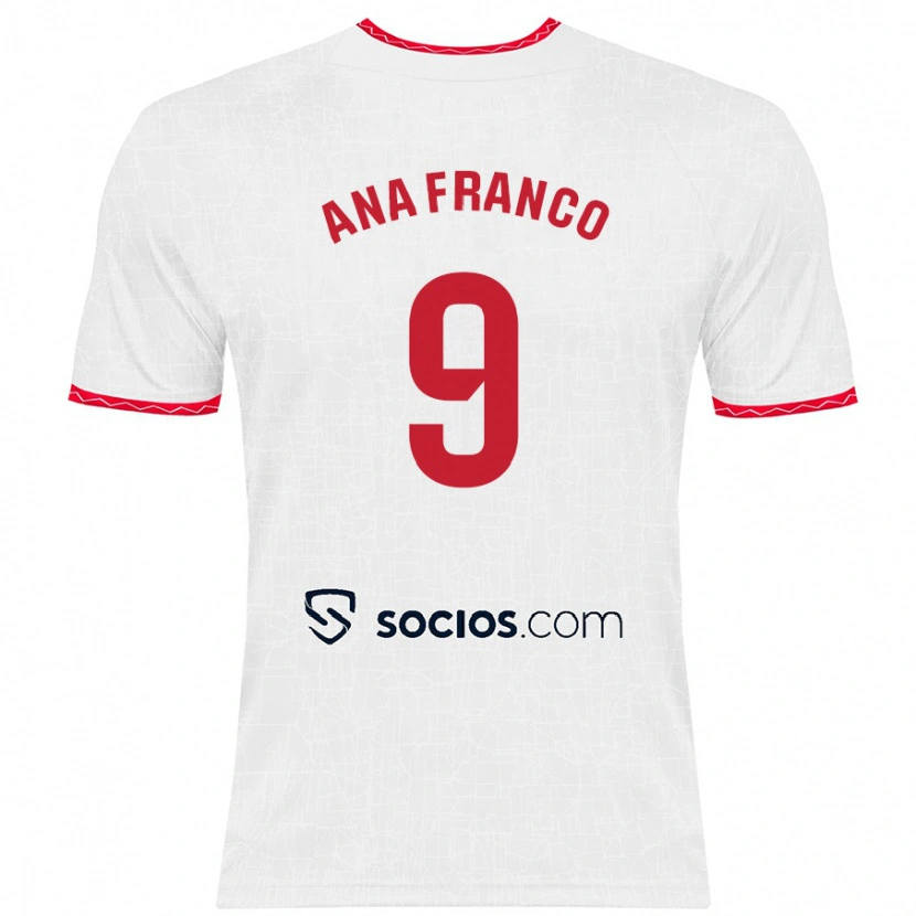 Danxen Donna Maglia Ana Franco De La Vega #9 Bianco Rosso Kit Gara Home 2024/25 Maglietta