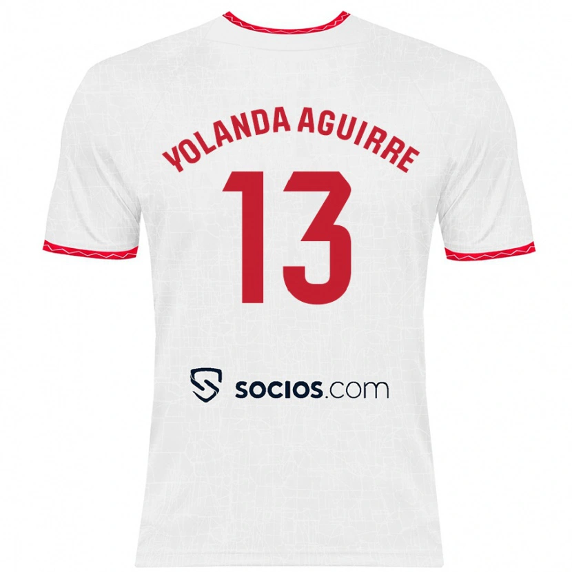 Danxen Donna Maglia Yolanda Aguirre Gutiérrez #13 Bianco Rosso Kit Gara Home 2024/25 Maglietta