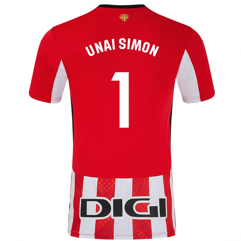 Danxen Donna Maglia Unai Simón #1 Rosso Bianco Kit Gara Home 2024/25 Maglietta