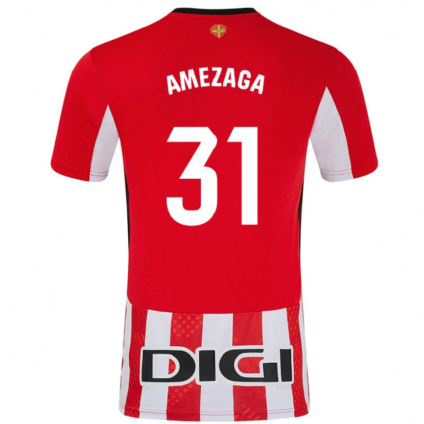 Danxen Donna Maglia Jone Amezaga #31 Rosso Bianco Kit Gara Home 2024/25 Maglietta