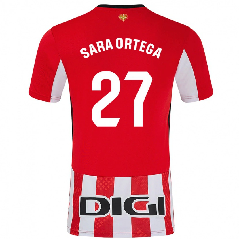 Danxen Donna Maglia Sara Ortega Ruiz #27 Rosso Bianco Kit Gara Home 2024/25 Maglietta