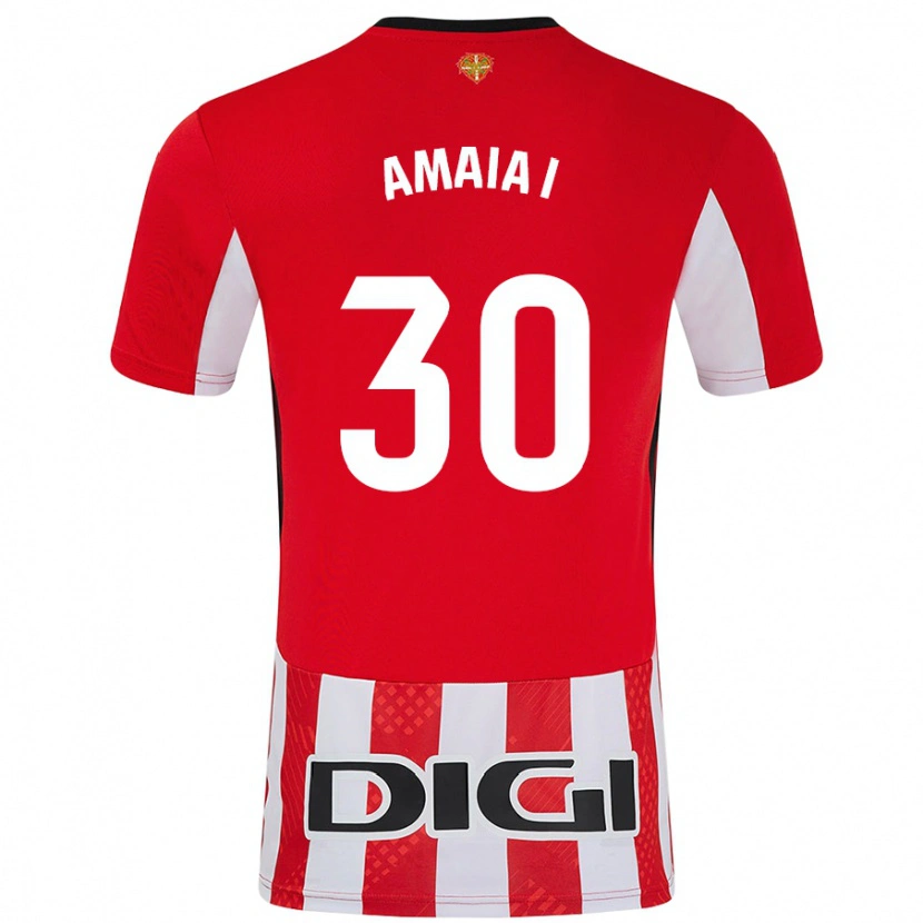 Danxen Donna Maglia Amaia Iribarren Arteta #30 Rosso Bianco Kit Gara Home 2024/25 Maglietta
