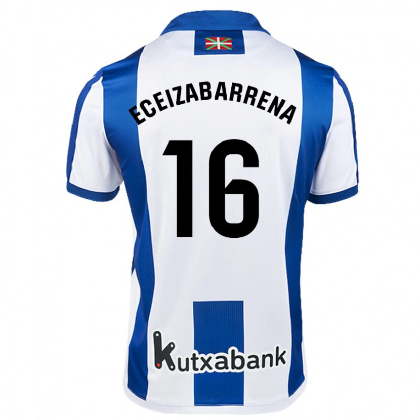 Danxen Donna Maglia Jon Eceizabarrena #16 Bianco Blu Kit Gara Home 2024/25 Maglietta