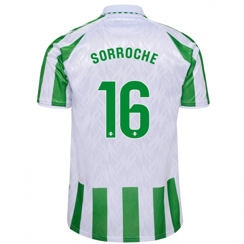 Danxen Donna Maglia Ginés Sorroche #16 Verde Bianco A Righe Kit Gara Home 2024/25 Maglietta