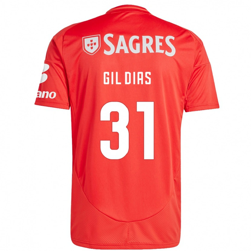 Danxen Donna Maglia Gil Dias #31 Rosso Bianco Kit Gara Home 2024/25 Maglietta