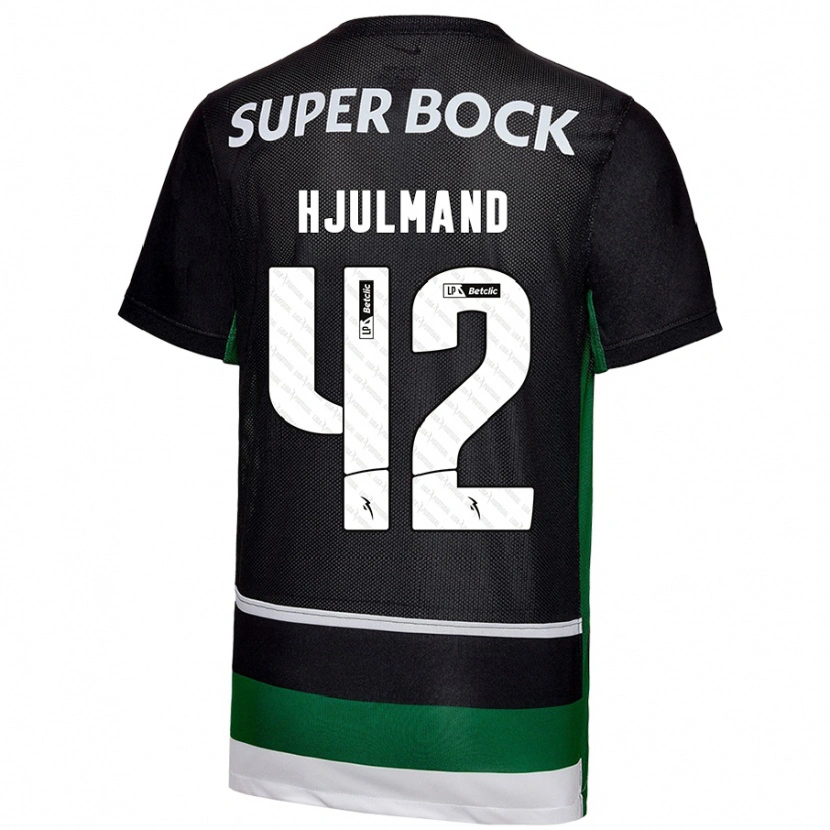 Danxen Donna Maglia Morten Hjulmand #42 Nero Bianco Verde Kit Gara Home 2024/25 Maglietta