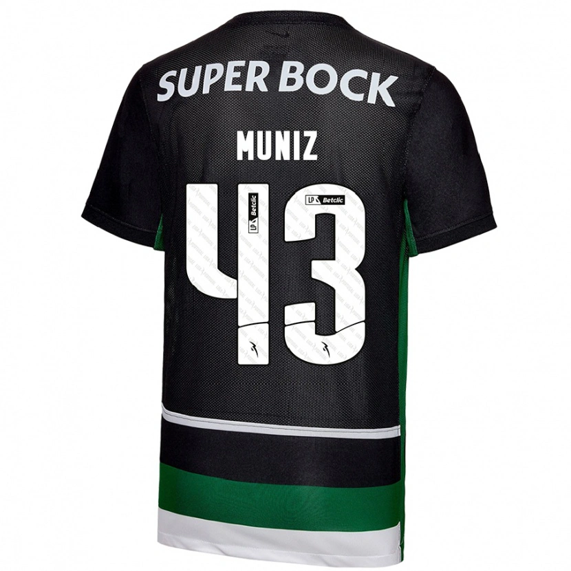 Danxen Donna Maglia João Muniz #43 Nero Bianco Verde Kit Gara Home 2024/25 Maglietta
