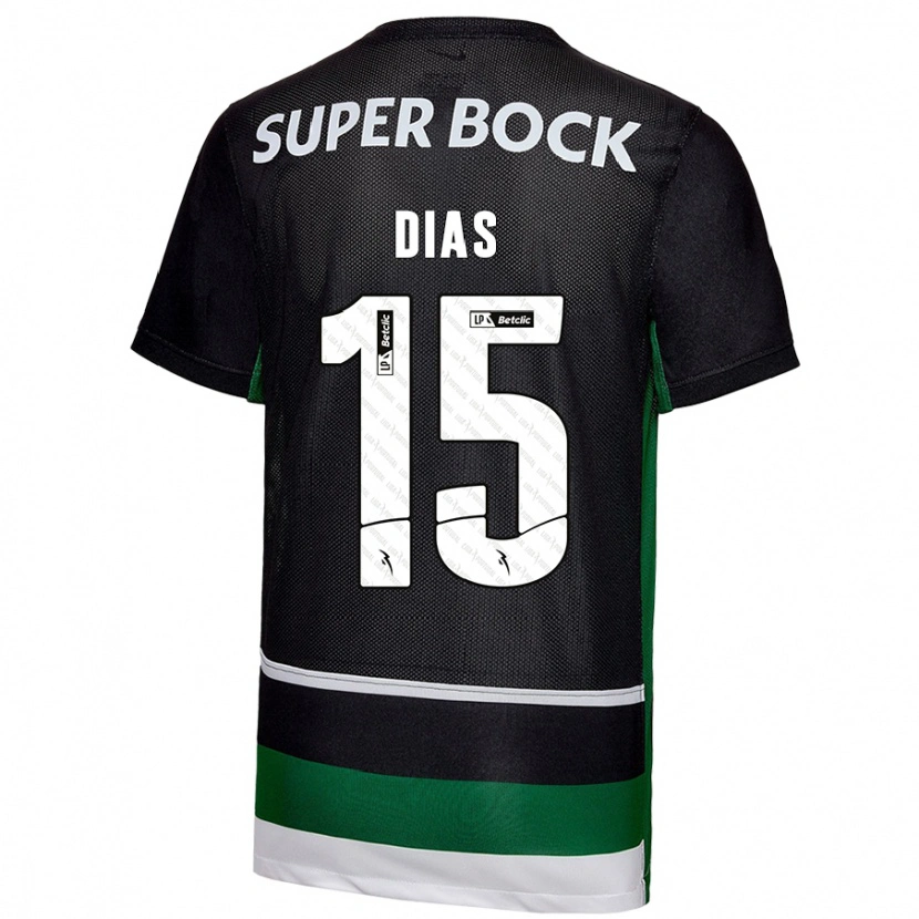 Danxen Donna Maglia Rodrigo Dias #15 Nero Bianco Verde Kit Gara Home 2024/25 Maglietta