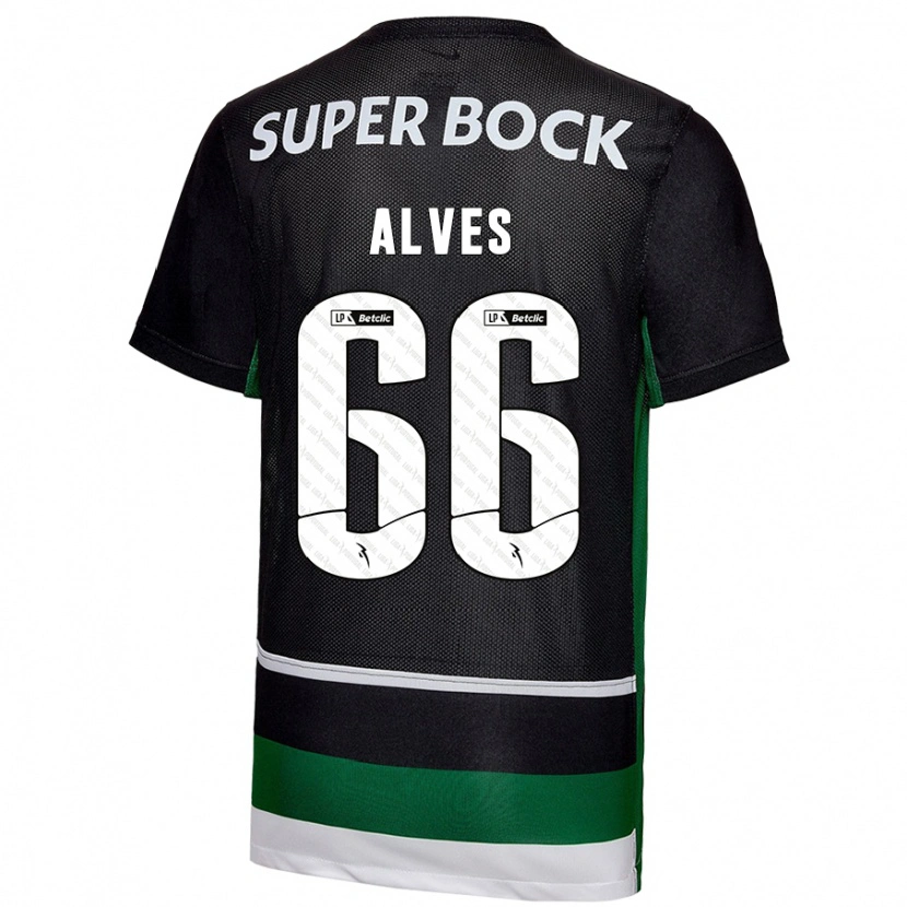 Danxen Donna Maglia Miguel Alves #66 Nero Bianco Verde Kit Gara Home 2024/25 Maglietta