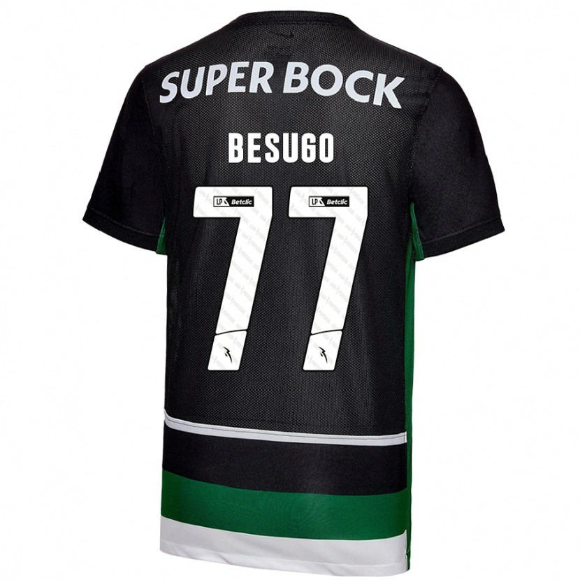 Danxen Donna Maglia Rafael Besugo #77 Nero Bianco Verde Kit Gara Home 2024/25 Maglietta
