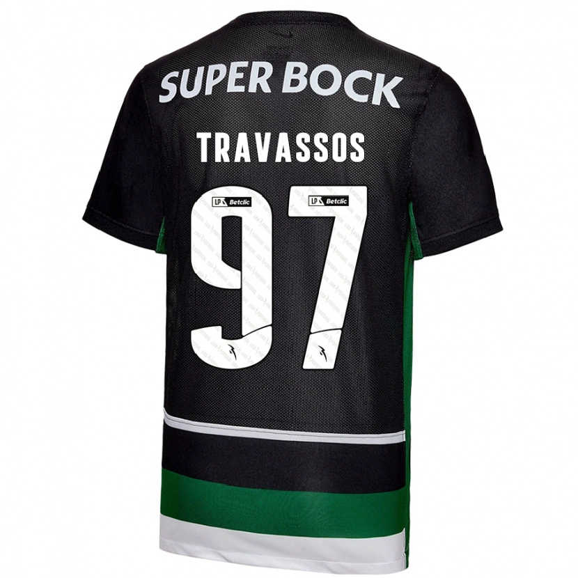 Danxen Donna Maglia Travassos #97 Nero Bianco Verde Kit Gara Home 2024/25 Maglietta
