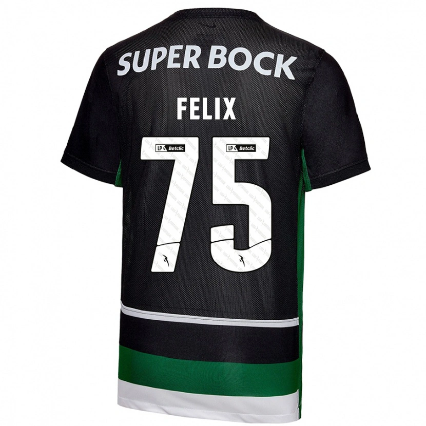 Danxen Donna Maglia Vando Félix #75 Nero Bianco Verde Kit Gara Home 2024/25 Maglietta