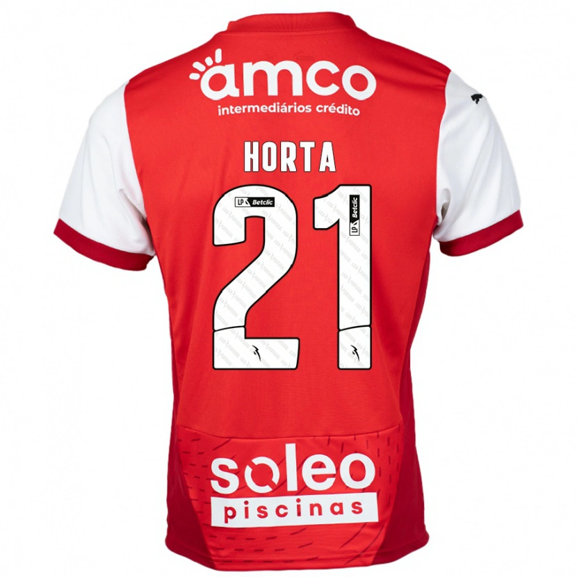 Danxen Donna Maglia Ricardo Horta #21 Rosso Bianco Kit Gara Home 2024/25 Maglietta