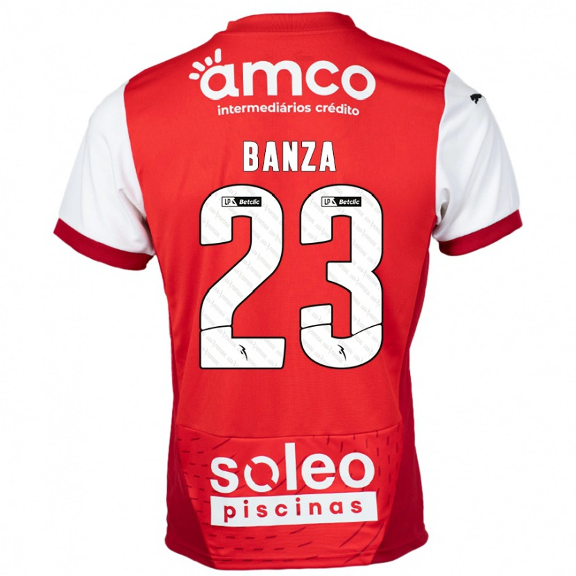 Danxen Donna Maglia Simon Banza #23 Rosso Bianco Kit Gara Home 2024/25 Maglietta
