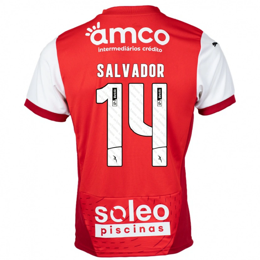 Danxen Donna Maglia João Salvador #14 Rosso Bianco Kit Gara Home 2024/25 Maglietta