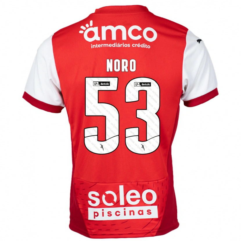 Danxen Donna Maglia Jonatás Noro #53 Rosso Bianco Kit Gara Home 2024/25 Maglietta