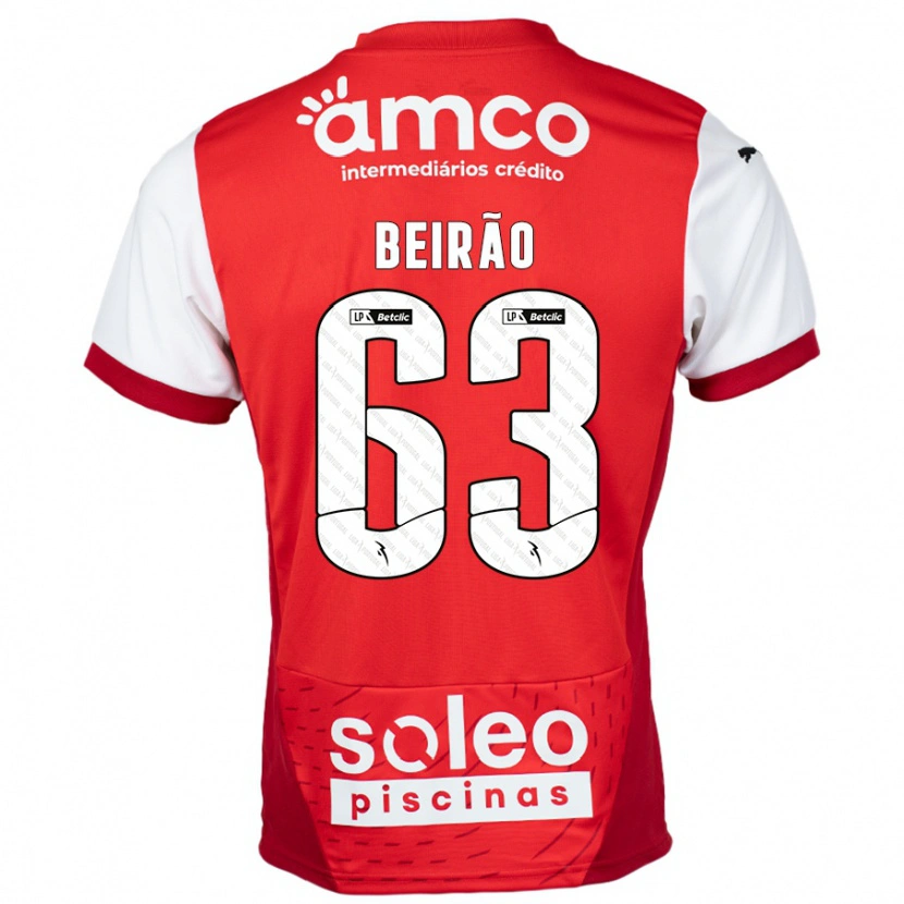 Danxen Donna Maglia Rodrigo Beirão #63 Rosso Bianco Kit Gara Home 2024/25 Maglietta