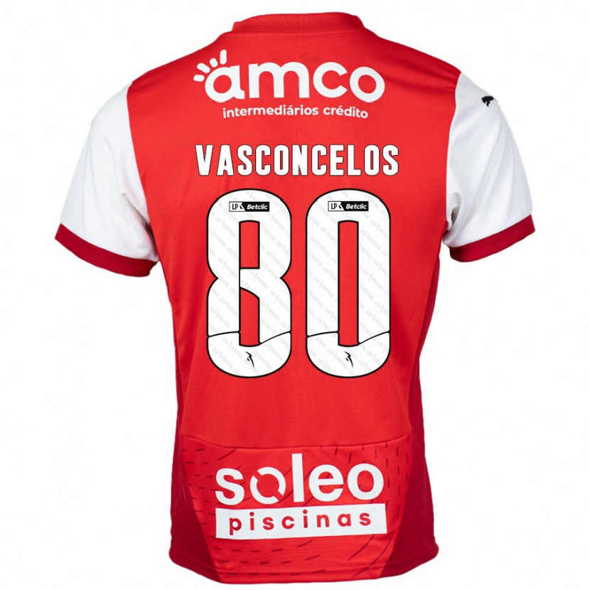 Danxen Donna Maglia Vasconcelos #80 Rosso Bianco Kit Gara Home 2024/25 Maglietta