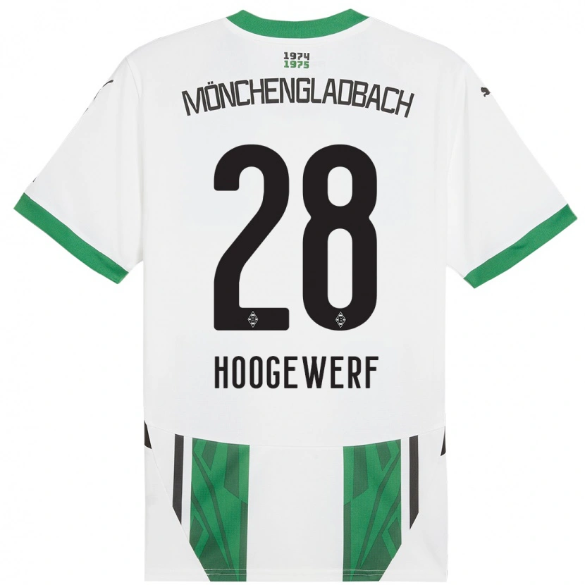 Danxen Donna Maglia Dillon Hoogewerf #28 Bianco Verde Kit Gara Home 2024/25 Maglietta