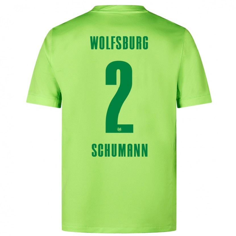 Danxen Donna Maglia Anton Schumann #2 Verde Fluorescente Kit Gara Home 2024/25 Maglietta