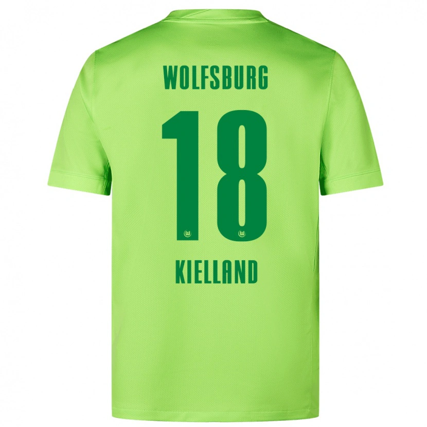 Danxen Donna Maglia Justine Kielland #18 Verde Fluorescente Kit Gara Home 2024/25 Maglietta