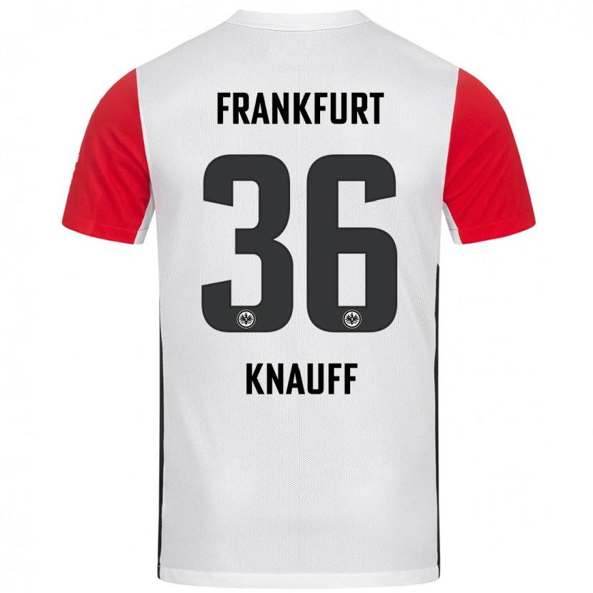 Danxen Donna Maglia Ansgar Knauff #36 Bianco Rosso Kit Gara Home 2024/25 Maglietta