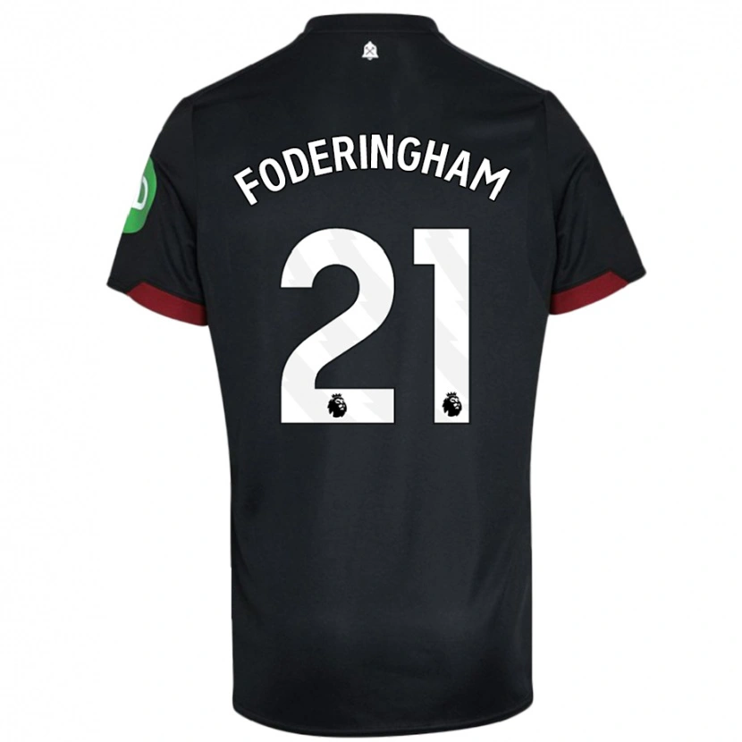 Danxen Donna Maglia Wes Foderingham #21 Nero Bianco Kit Gara Away 2024/25 Maglietta