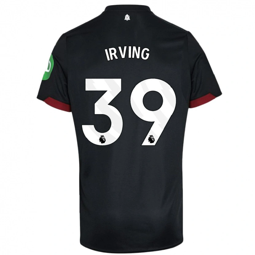 Danxen Donna Maglia Andy Irving #39 Nero Bianco Kit Gara Away 2024/25 Maglietta
