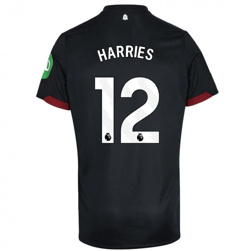 Danxen Donna Maglia Emma Harries #12 Nero Bianco Kit Gara Away 2024/25 Maglietta